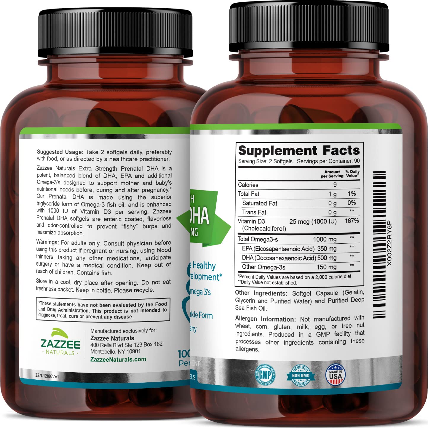 Zazzee Myo-Inositol Capsules and Extra Strength Prenatal DHA